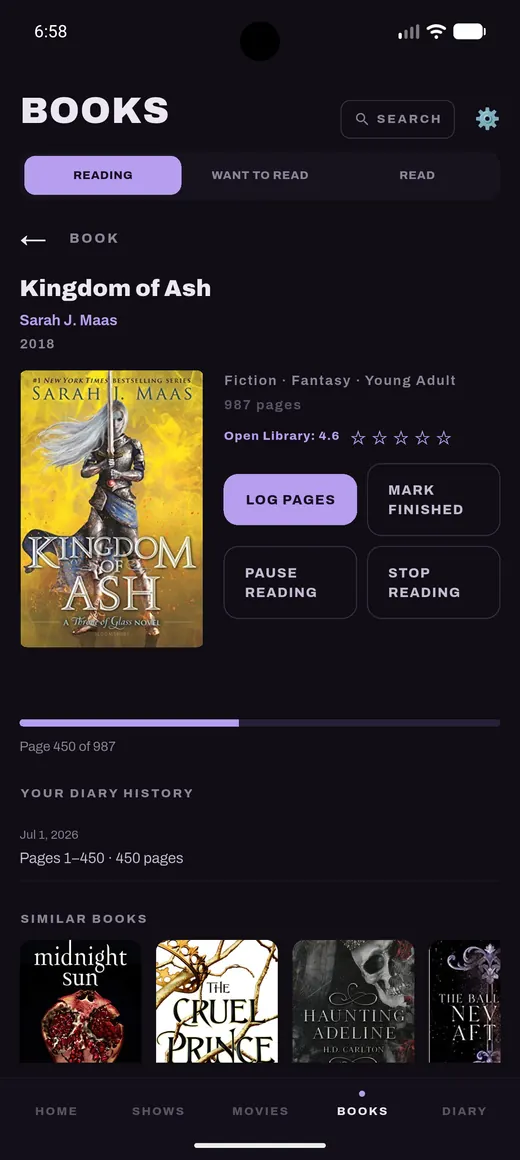 A book detail page in Nxtory